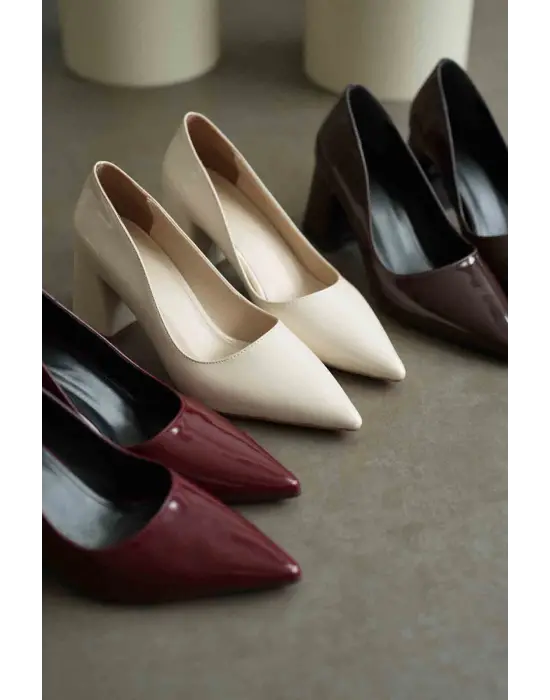 Valeria Bordo Rugan Kadın Topuklu Ayakkabı