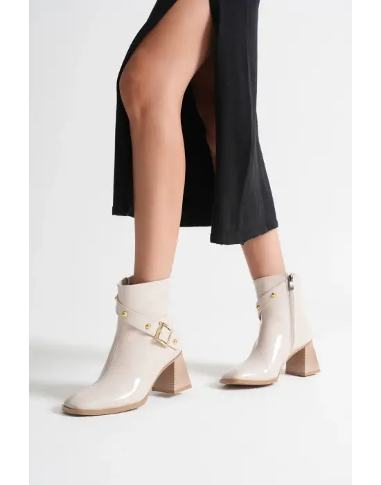 Vera Kadın Bej Rugan Topuklu Bot