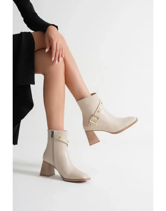Vera Kadın Bej Topuklu Bot