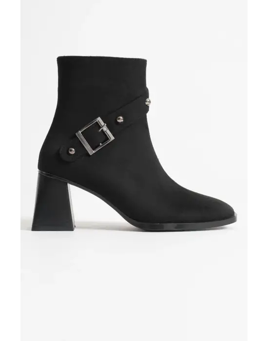 Vera Kadın Siyah Süet Topuklu Bot