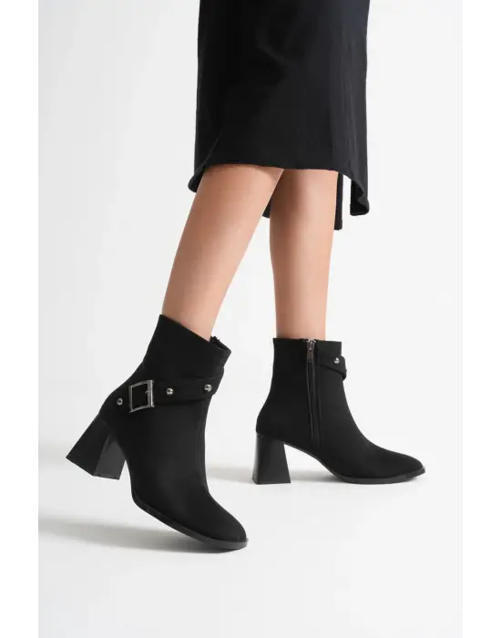 Vera Kadın Siyah Süet Topuklu Bot