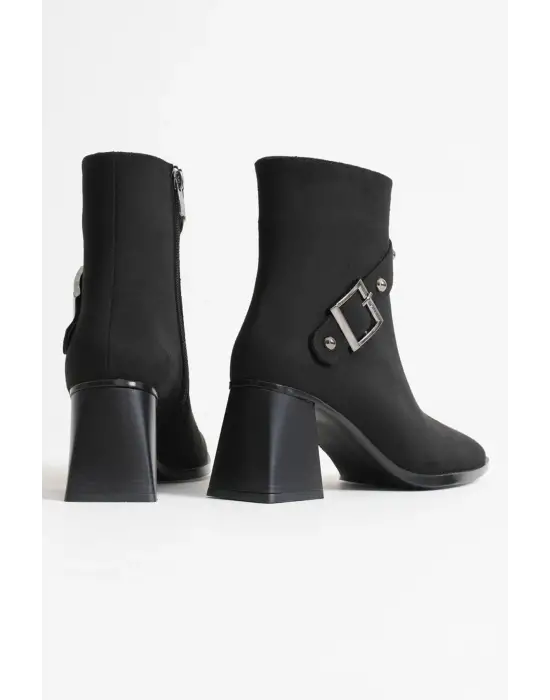 Vera Kadın Siyah Süet Topuklu Bot