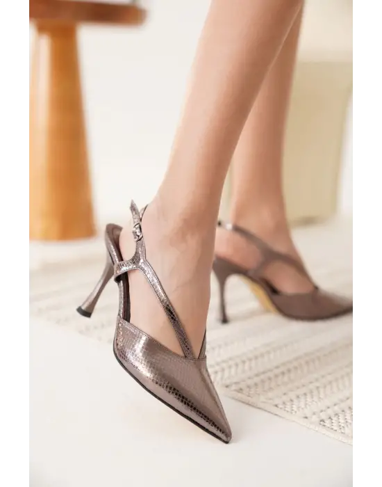 Violet Kadın Platin Topuklu Ayakkabı