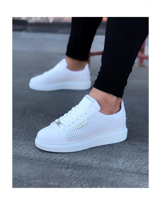 Terzi Bey Tb01 Beyaz Delikli Erkek Yüksek Taban Ayakkabı