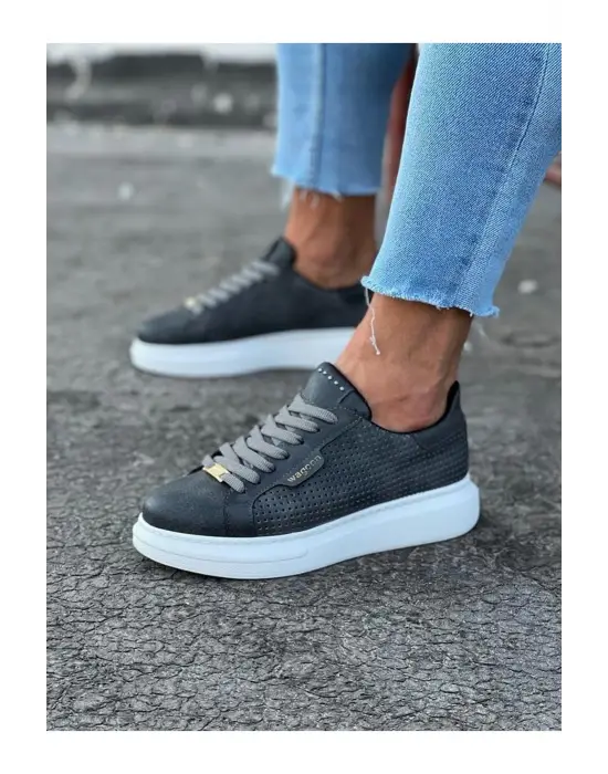 Terzi Bey Tb01 Gri Delikli Erkek Yüksek Taban Ayakkabı