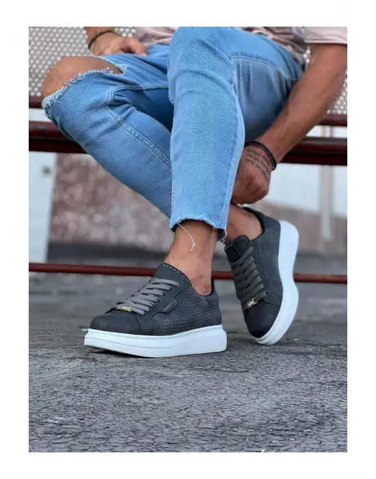 Terzi Bey Tb01 Gri Delikli Erkek Yüksek Taban Ayakkabı