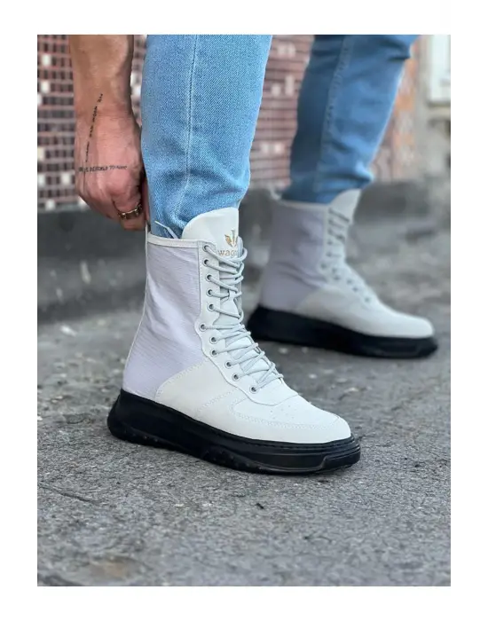 Terzi Bey Tb012 Gri Kömür Süet Uzun Bağcıklı  Bot