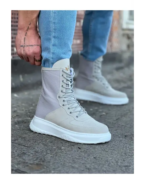 Terzi Bey Tb012 Gri Süet Uzun Bağcıklı  Bot