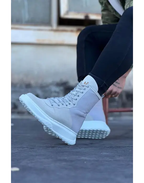 Terzi Bey Tb012 Gri Süet Uzun Bağcıklı  Bot