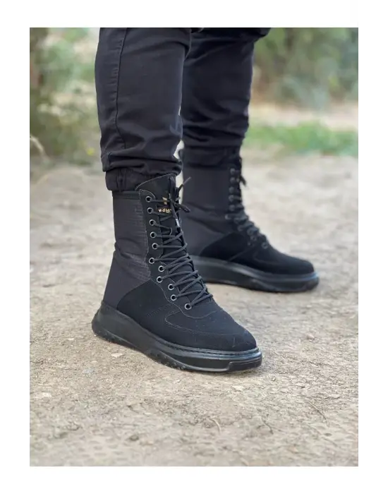 Wagoon Wg012 Kömür Süet Uzun Bağcıklı Bot