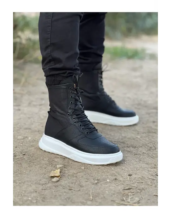 Terzi Bey Tb012 Siyah Cilt Uzun Bağcıklı  Bot