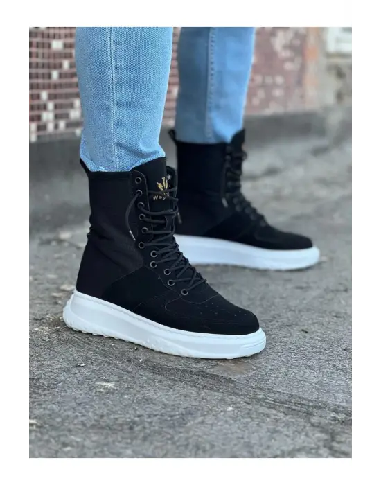 Wagoon Wg012 Siyah Süet Uzun Bağcıklı Bot