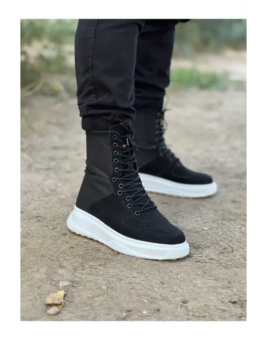 Wagoon Wg012 Siyah Süet Uzun Bağcıklı Bot