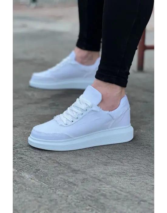 Terzi Bey Tb018 Beyaz Kot Kumaş Erkek Casual Ayakkabı
