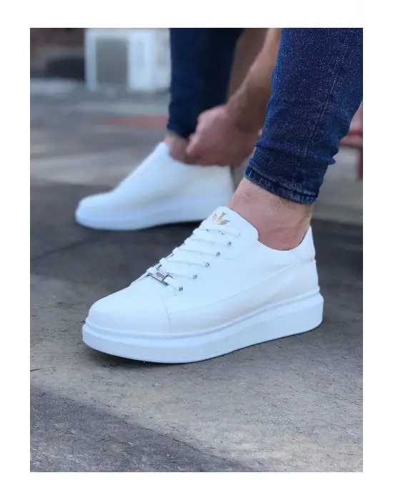 Terzi Bey Tb028 Beyaz Bağcıklı Kalın Taban Casual Erkek Ayakkabı