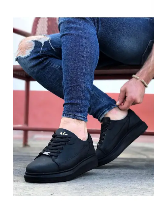 Terzi Bey Tb028 Kömür Bağcıklı Kalın Taban Casual Erkek Ayakkabı