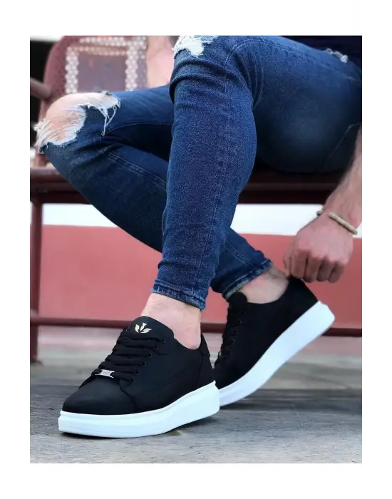 Terzi Bey Tb028 Siyah Bağcıklı Kalın Taban Casual Erkek Ayakkabı