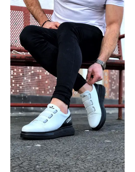 Terzi Bey Tb029 3 Bant Legend Beyaz Kömür Kalın Taban Casual Erkek Ayakkabı