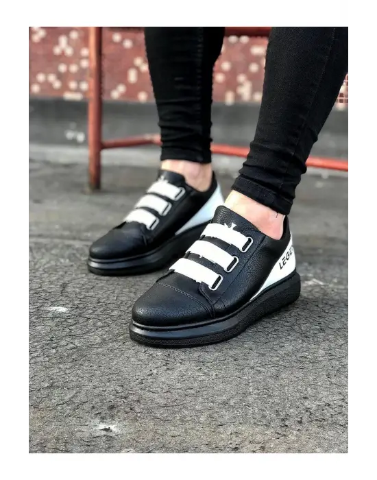 Terzi Bey Tb029 3 Bant Legend Kömür Beyaz Kalın Taban Casual Erkek Ayakkabı