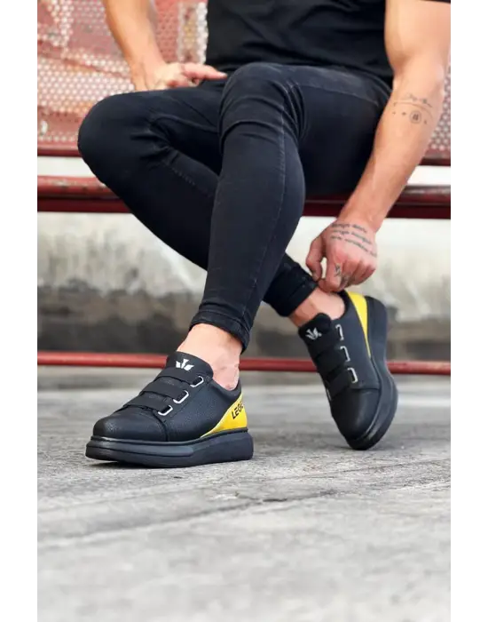 Terzi Bey Tb029 3 Bant Legend Kömür Sarı Kalın Taban Casual Erkek Ayakkabı