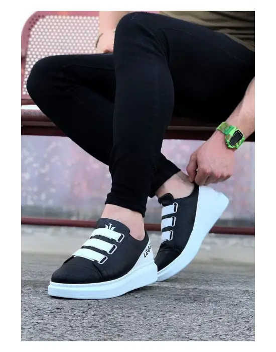 Terzi Bey Tb029 Siyah Beyaz Kalın Taban Casual Erkek Ayakkabı