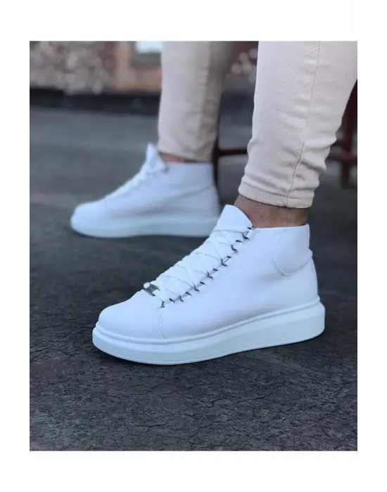 Terzi Bey Tb032 Beyaz Bağcıklı Sneakers  Yarım Bilek Bot
