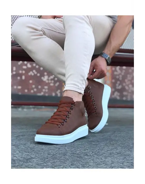 Terzi Bey Tb032 Taba Bağcıklı Sneakers  Yarım Bilek Bot