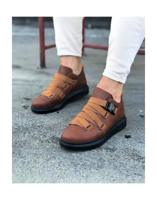 Terzi Bey Tb033  Taba Siyah Erkek Yüksek Taban  Ayakkabı