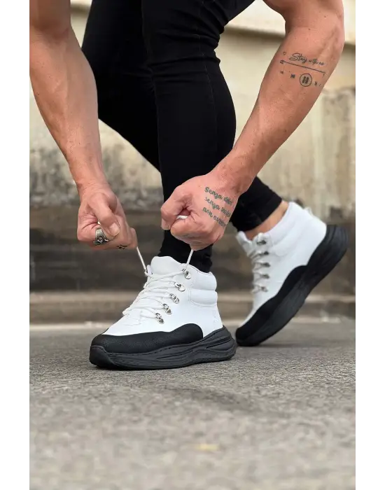 Terzi Bey Tb035 Kömür Beyaz Yüksek Taban Yarım Bilek Bot