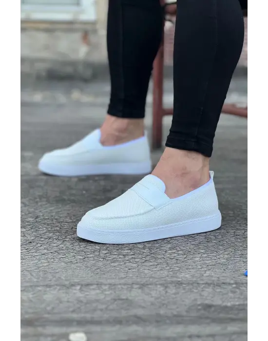 Terzi Bey Tb061 Beyaz Triko Babet Erkek Casual Ayakkabı