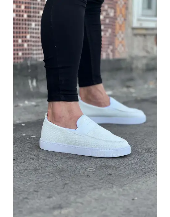 Terzi Bey Tb061 Beyaz Triko Babet Erkek Casual Ayakkabı
