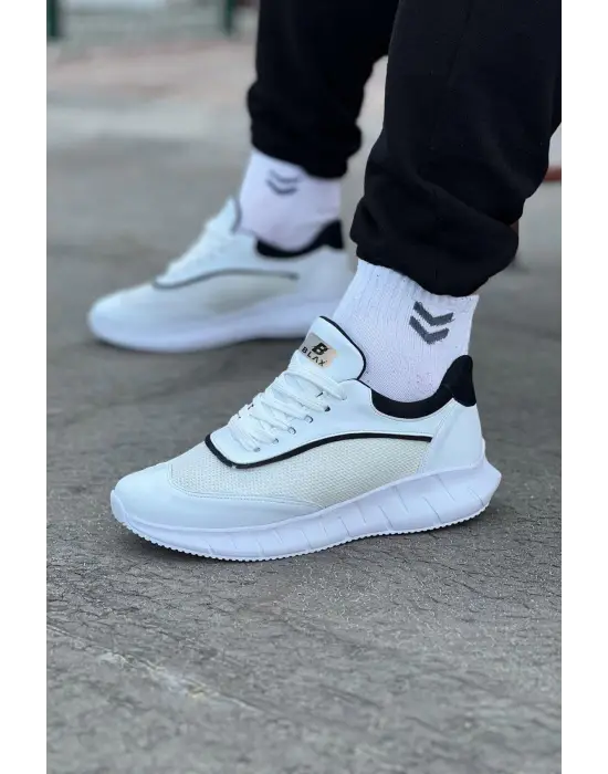 Terzi Bey Tb062 Beyaz Siyah Triko Erkek Spor Ayakkabı