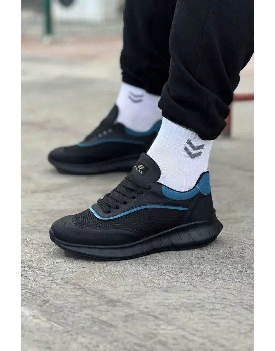 Terzi Bey Tb062 Kömür Mavi Triko Erkek Spor Ayakkabı