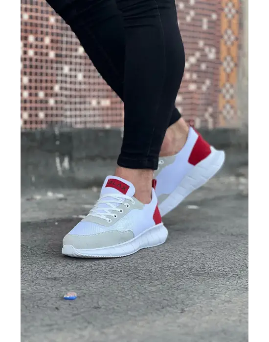Terzi Bey Tb063 Beyaz Kırmızı Triko Erkek Spor Ayakkabı