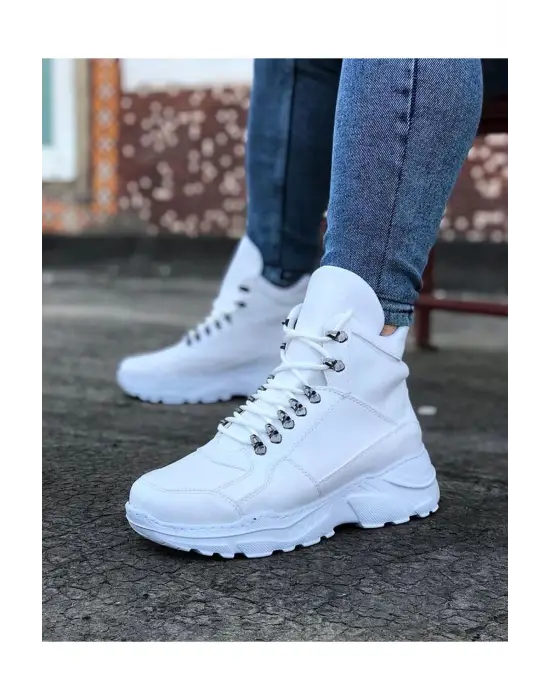 Terzi Bey Tb07 Beyaz Uzun Bağcıklı  Bot