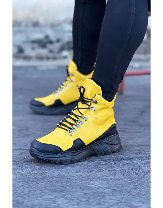 Terzi Bey Tb07 Sarı-siyah Renk Uzun Bağcıklı  Bot