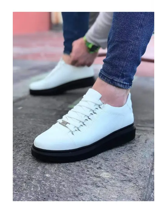 Terzi Bey Tb08 Beyaz Kömür Düz Erkek Casual Ayakkabı