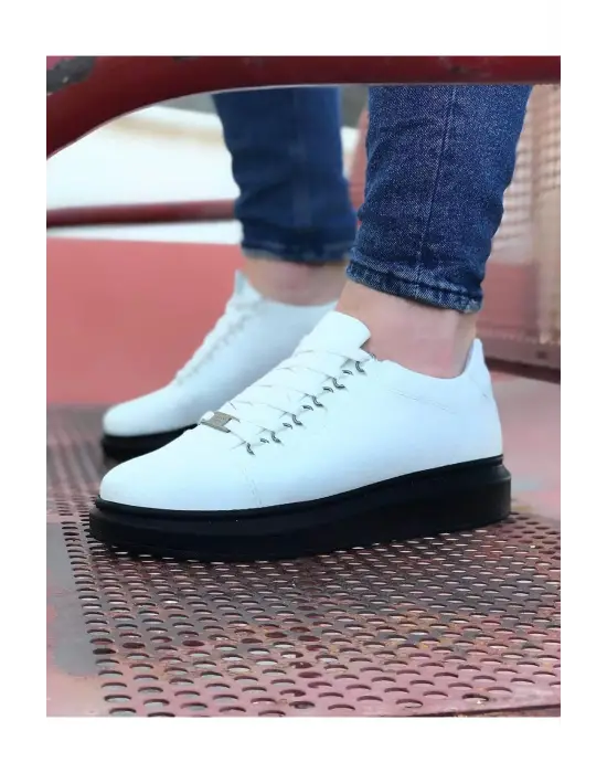 Terzi Bey Tb08 Beyaz Kömür Düz Erkek Casual Ayakkabı