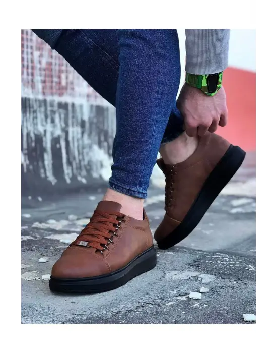 Terzi Bey Tb08 Taba Kömür Düz Erkek Casual Ayakkabı