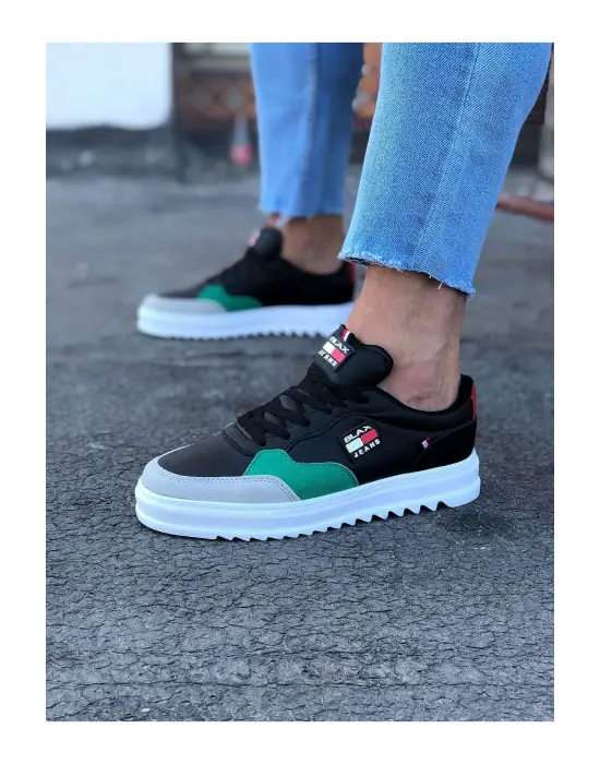 Wagoon Wg206 Siyah Yesil Erkek Günlük Ayakkabı