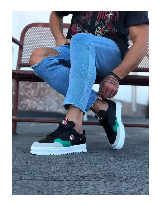 Wagoon Wg206 Siyah Yesil Erkek Günlük Ayakkabı