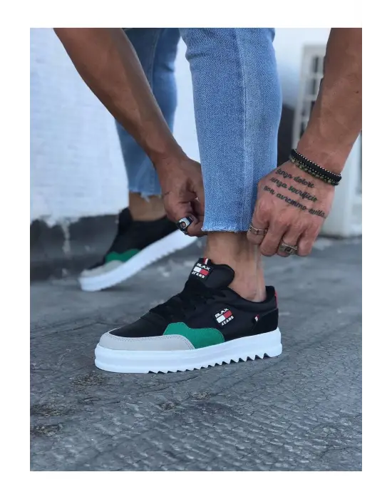 Wagoon Wg206 Siyah Yesil Erkek Günlük Ayakkabı