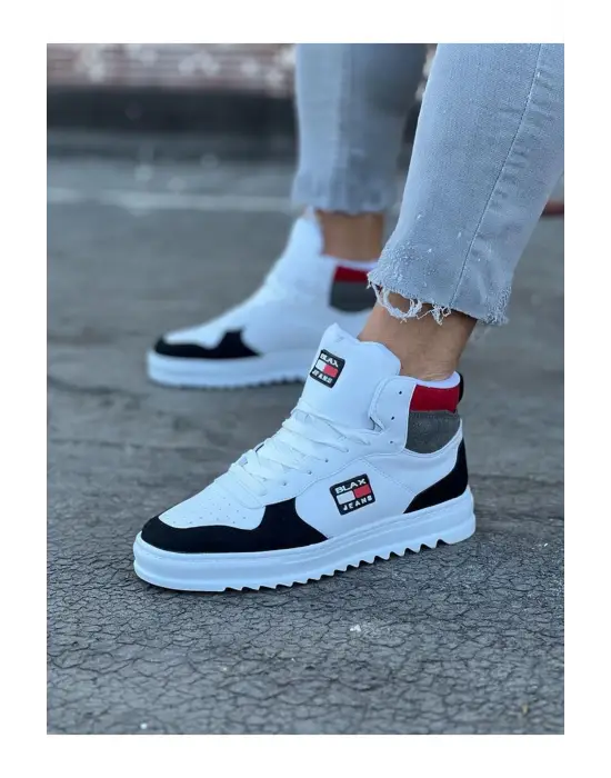 Wagoon Wg220 Beyaz Siyah Erkek Yarım Bilek Bot