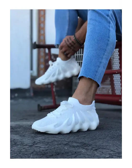 Wagoon Wg300 Beyaz Triko Sargı Taban Casual Erkek Ayakkabı