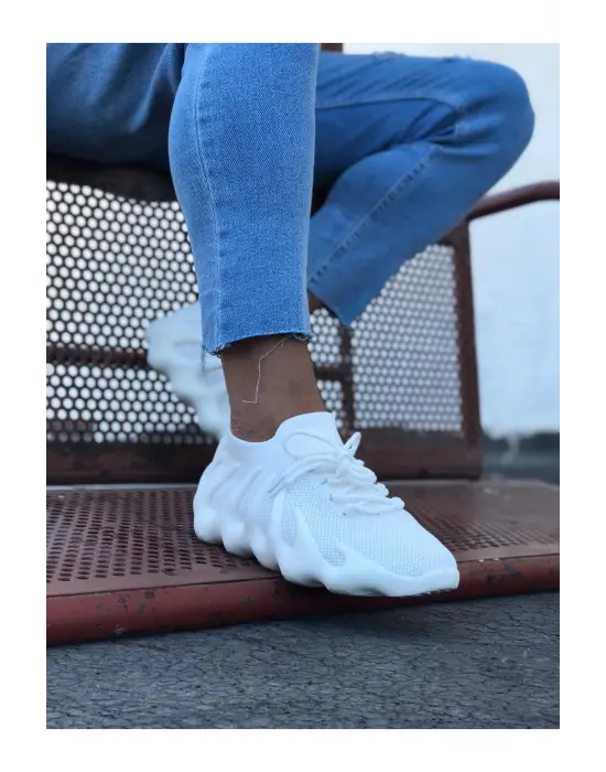 Wagoon Wg300 Beyaz Triko Sargı Taban Casual Erkek Ayakkabı