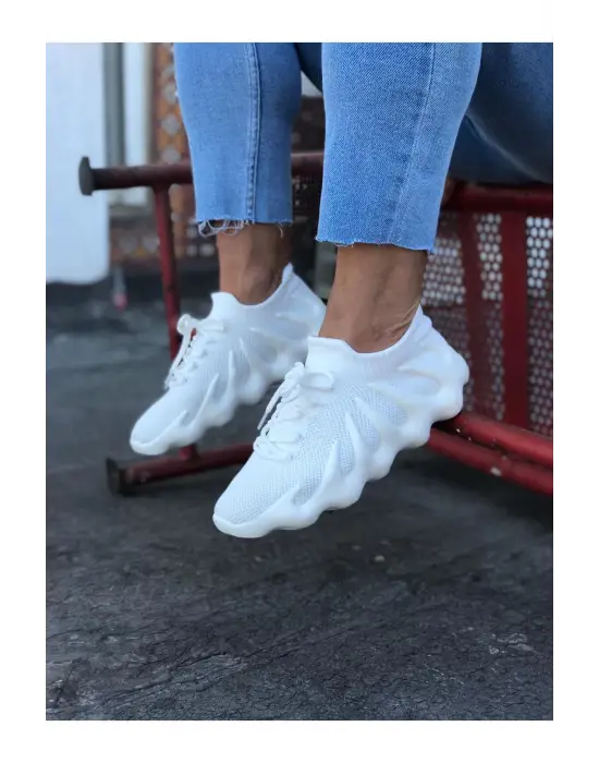 Wagoon Wg300 Beyaz Triko Sargı Taban Casual Erkek Ayakkabı