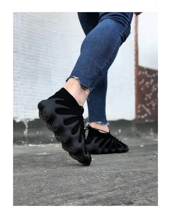 Wagoon Wg300 Siyah Triko Sargı Taban Casual Erkek Ayakkabı