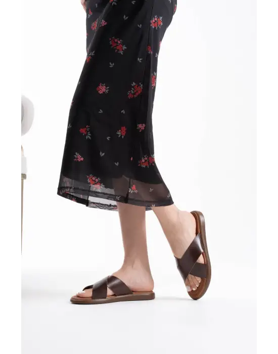 Weasley Acı Kahve Hakiki Deri Terlik