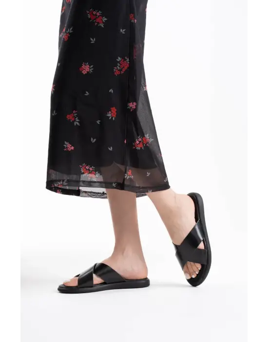 Weasley Siyah Hakiki Deri Terlik