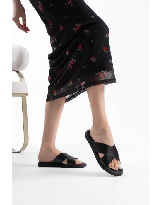 Weasley Siyah Hakiki Deri Terlik